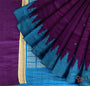 Purple and Turquoise Blue Pure Raw Silk Handloom Saree with Temple Border