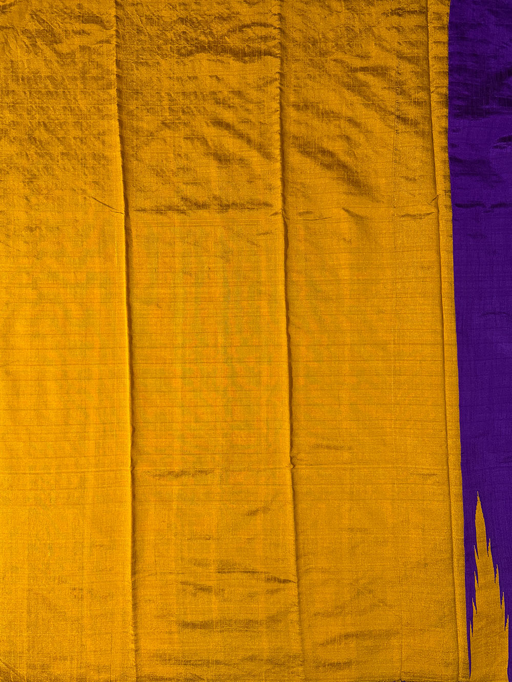 Purple and Yellow Pure Raw Silk Handloom Saree with Temple Border