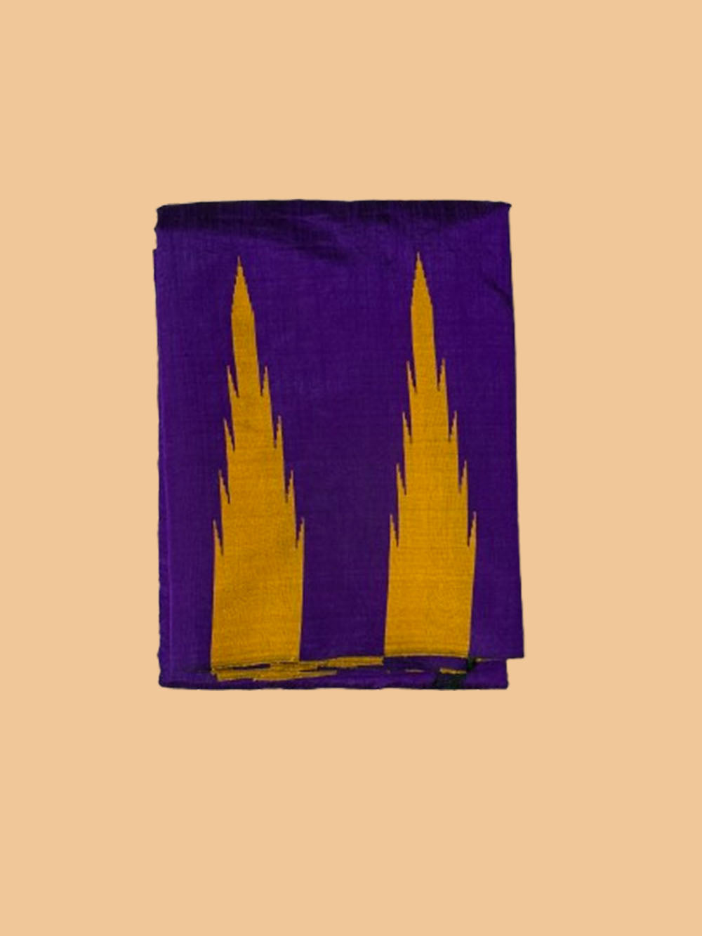 Purple and Yellow Pure Raw Silk Handloom Saree with Temple Border