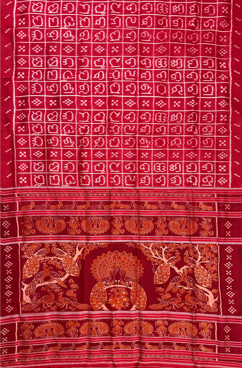 Red Odia Barnamala Pure Silk Handloom Khandua Patta Saree