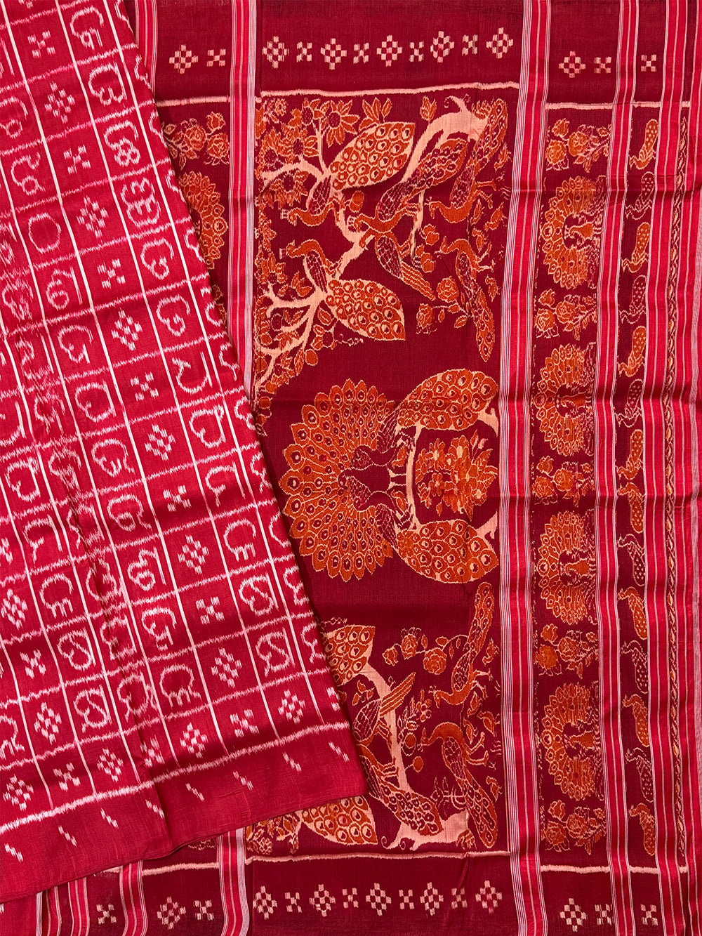 Red Odia Barnamala Pure Silk Handloom Khandua Patta Saree