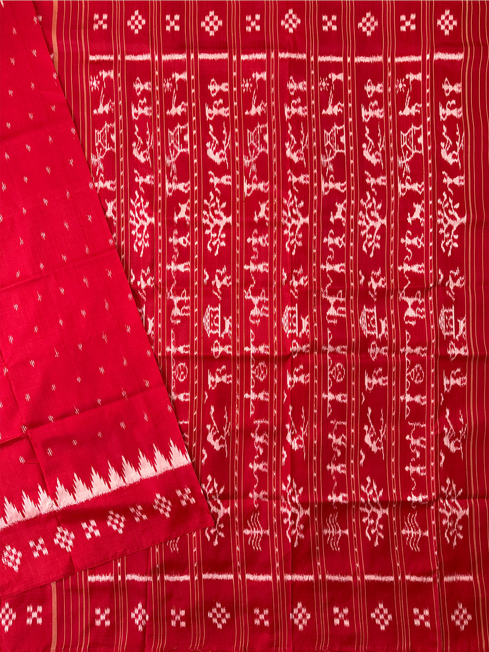Red Patli Pure Silk Handloom Khandua Patta Saree