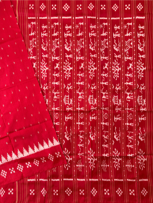 Red Patli Pure Silk Handloom Khandua Patta Saree