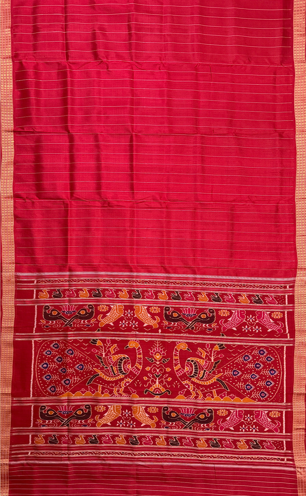 Red Pure Silk Handloom Khandua Patta Saree