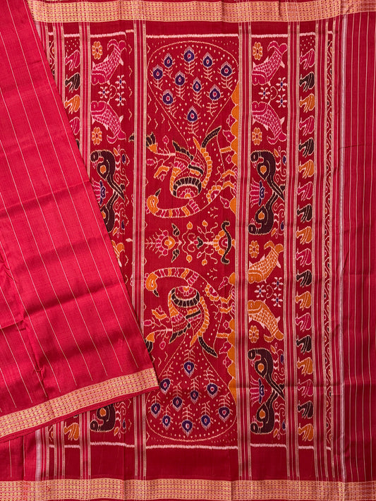 Red Pure Silk Handloom Khandua Patta Saree