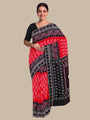 Red and Black Elephant Motif Handloom Cotton Sambalpuri Saree