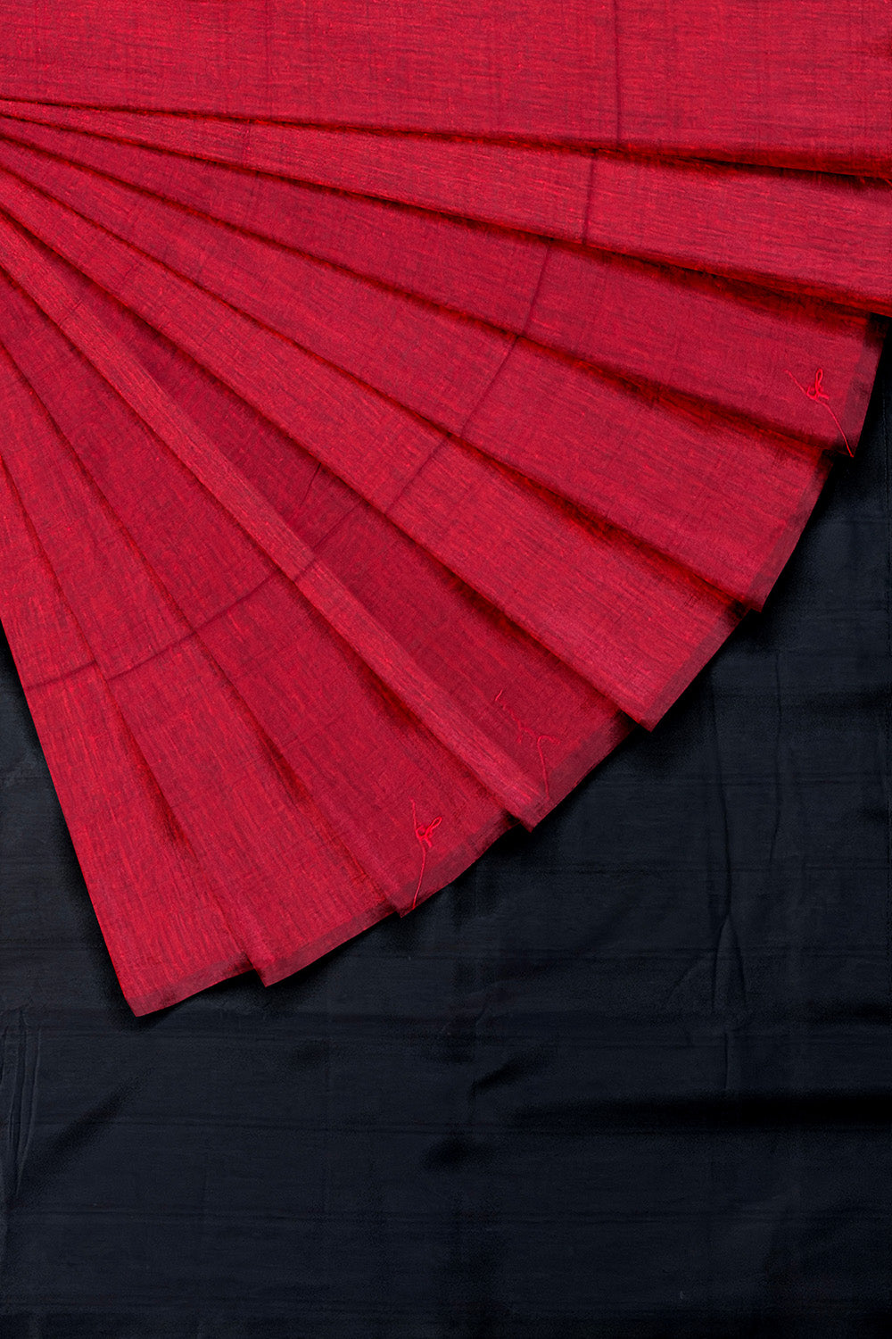 Red and Black Khadi Cotton Handloom Saree