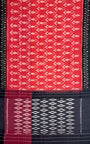 Red and Black Pochampally Mercerised Cotton Handloom Saree in Ikkat Pattern