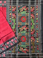 Red and Black Pure Silk Handloom Khandua Patta Saree with Pasapalli Border