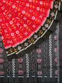 Red and Black Tribal Motif Sambalpuri Handloom Cotton Saree
