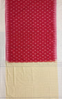Red and Cream Pochampally Mercerised Cotton Handloom Saree in Ikkat Pattern