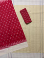 Red and Cream Pochampally Mercerised Cotton Handloom Saree in Ikkat Pattern