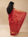 Red and Golden Small Square Pattern Pure Silk Kanjivaram Handloom Saree