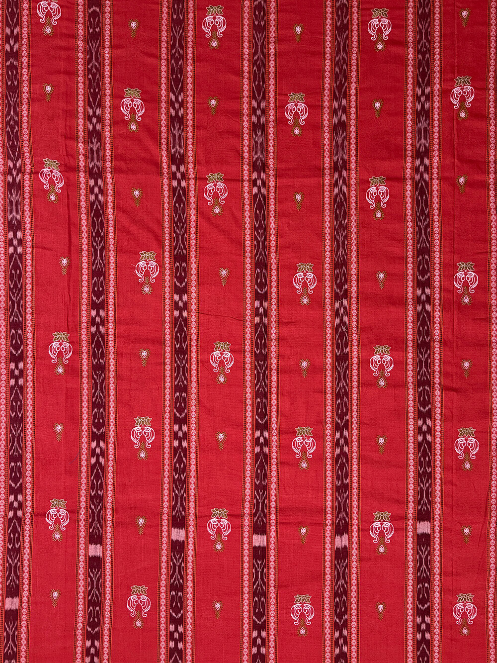 Red and Green Nuapatna Handloom Cotton Dress Material