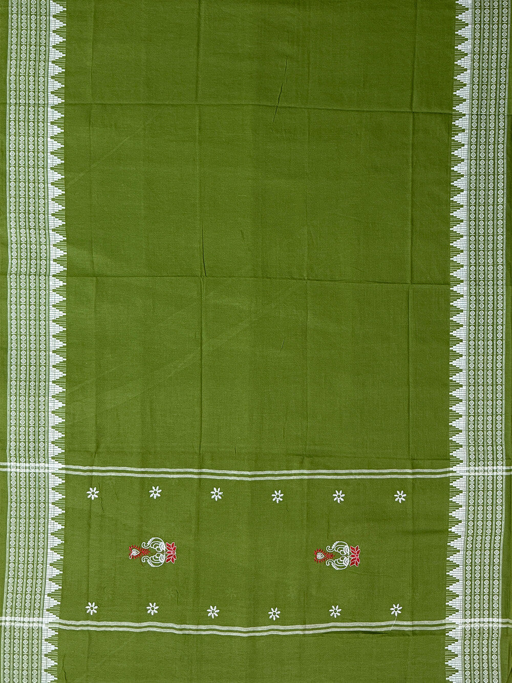 Red and Green Nuapatna Handloom Cotton Dress Material