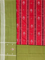 Red and Green Nuapatna Handloom Cotton Dress Material