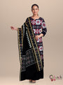 Red and Black Sambalpuri Cotton Dress Material in Pasapalli Design