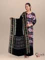 Red and Black Sambalpuri Cotton Dress Material in Pasapalli Design
