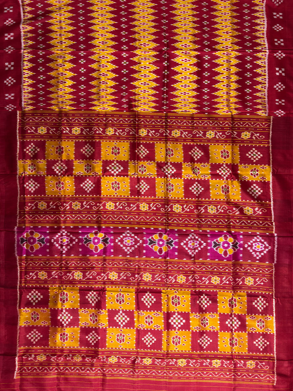 Red and Yellow Handloom Khandua Patta Saree