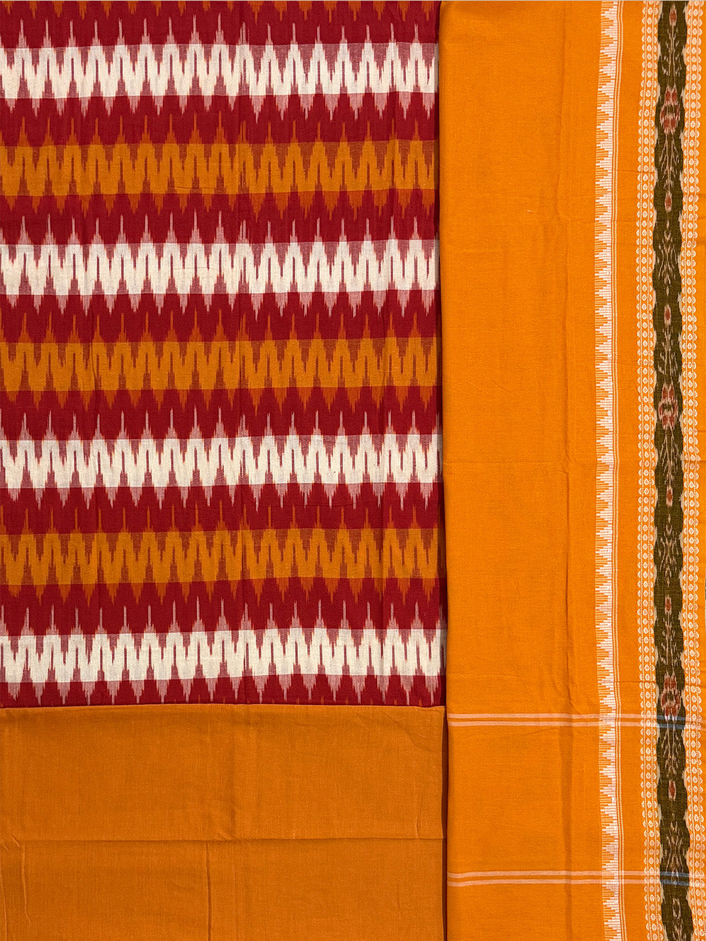 Red and Yellow Nuapatna Handloom Cotton Dress Material