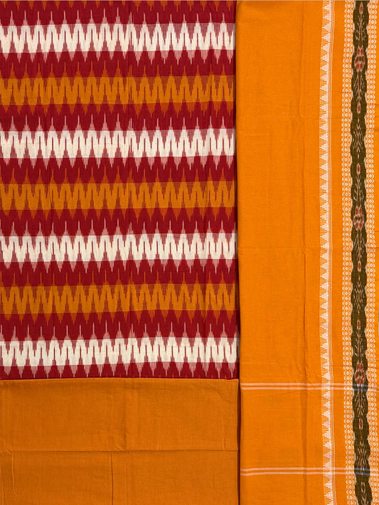Red and Yellow Nuapatna Handloom Cotton Dress Material
