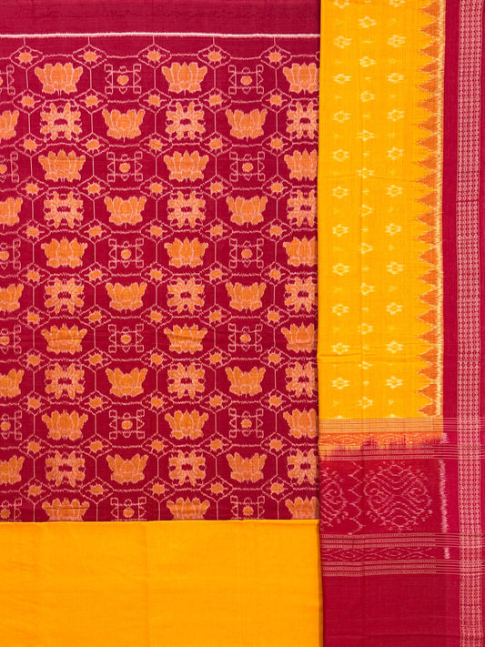 Red and Yellow Sambalpuri Handloom Cotton Dress Material