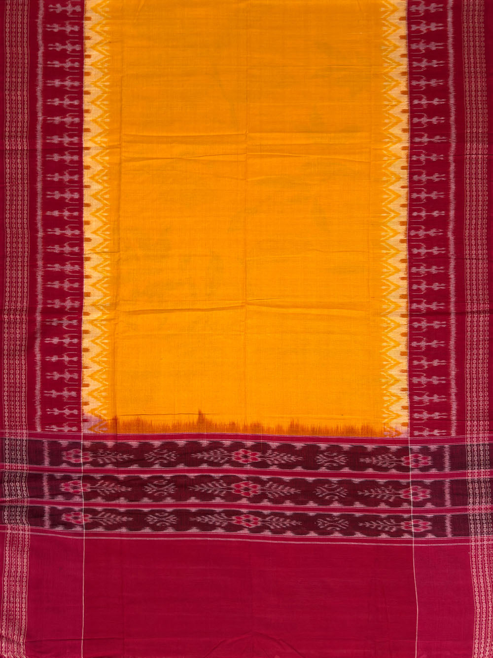 Red and Yellow Tribal Pattern Sambalpuri Handloom Cotton Dress Material