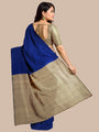 Royal Blue and Beige Khadi Cotton Handloom Saree