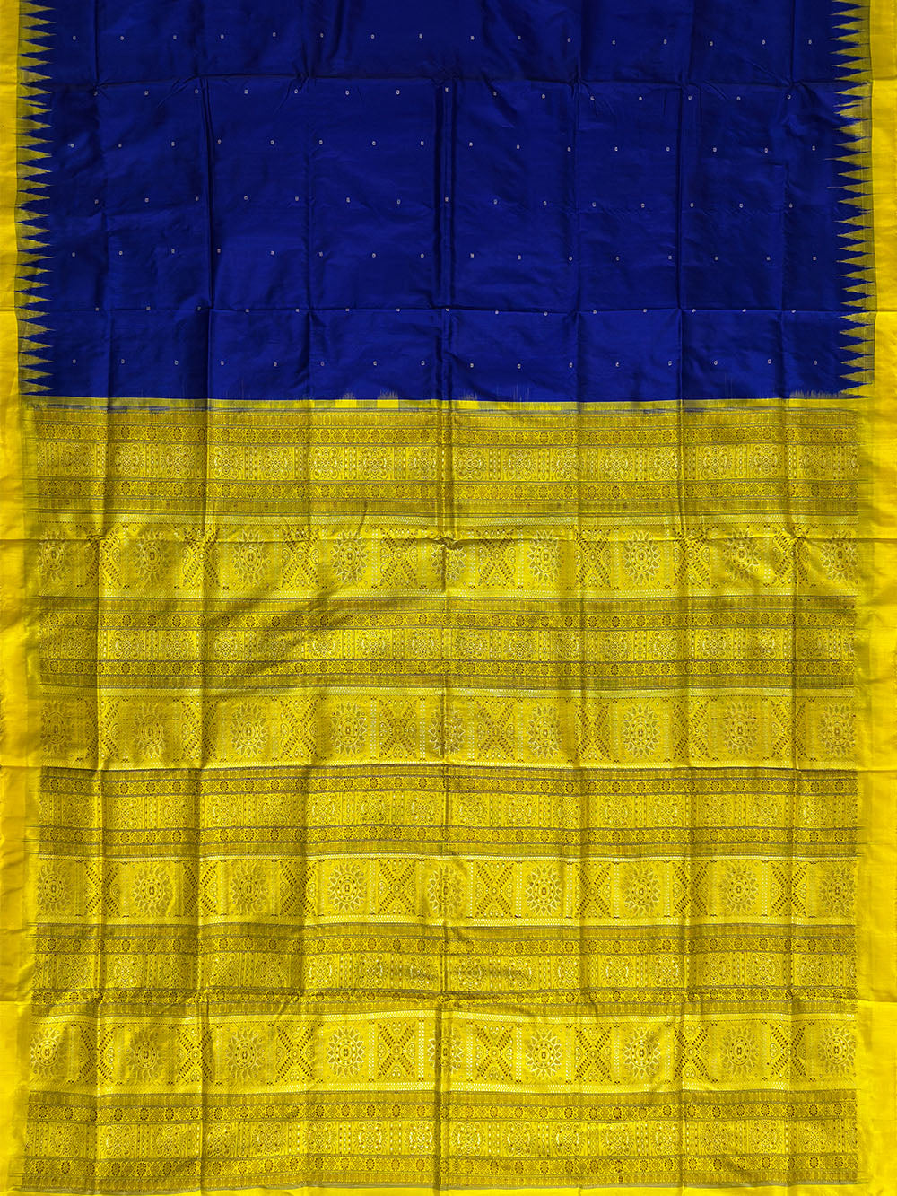 Royal Blue and Neon Yellow Pure Sambalpuri Silk Handloom Saree