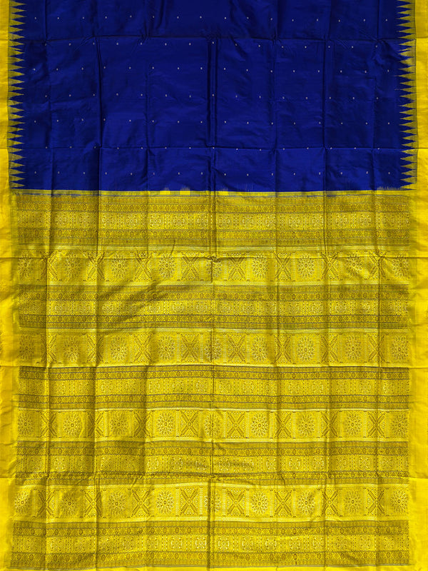 Royal Blue and Neon Yellow Pure Sambalpuri Silk Handloom Saree