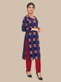 Royal Blue and Red Pasapalli Pattern Sambalpuri Handloom Cotton Dress Material