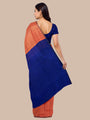 Rust and Blue Khadi Cotton Handloom Saree