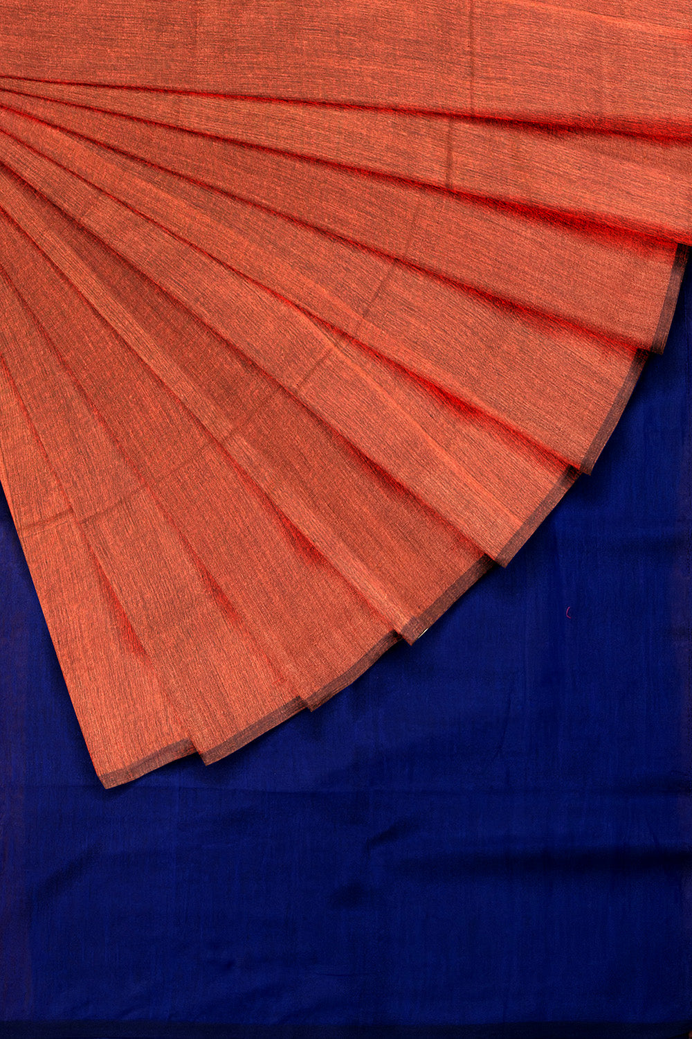 Rust and Blue Khadi Cotton Handloom Saree