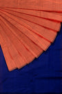Rust and Blue Khadi Cotton Handloom Saree