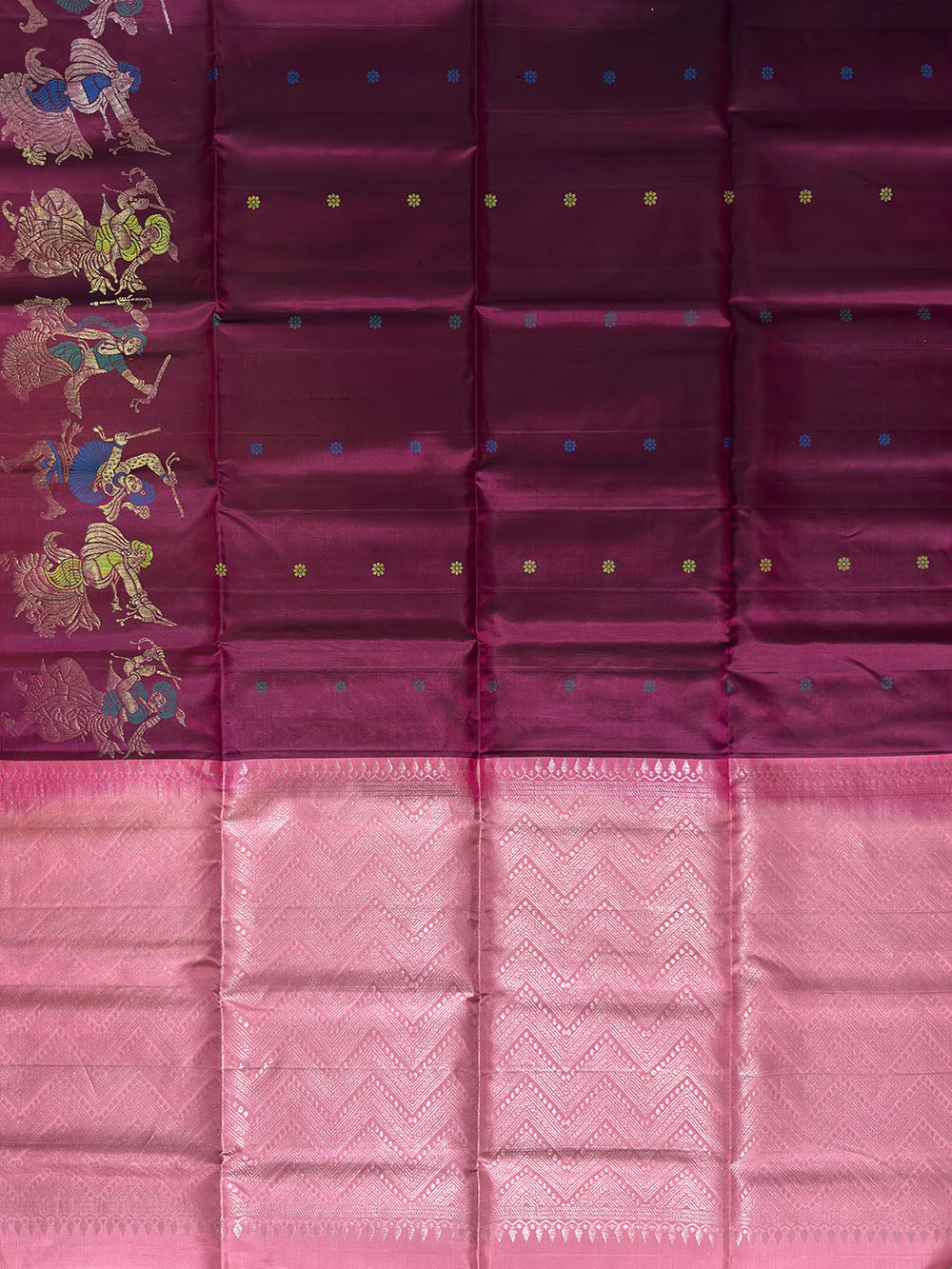 Rustic Pink and Light Pink Pure Silk Kanjivaram Handloom Saree