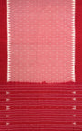 Salmon Pink and Red Pochampally Mercerised Cotton Handloom Saree in Ikkat Pattern
