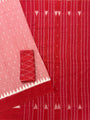 Salmon Pink and Red Pochampally Mercerised Cotton Handloom Saree in Ikkat Pattern