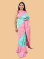 Sea Green and Pink Pure Silk Gadwal Handloom Saree