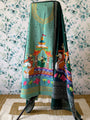 Sea green Boita Theme Hand Painted Pattachitra Dress Material