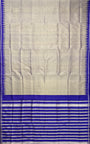 Silver and Royal Blue Handloom Berhampuri Pure Silk Patta Saree
