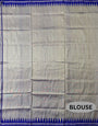 Silver and Royal Blue Handloom Berhampuri Pure Silk Patta Saree