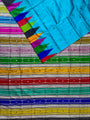 Sky Blue Double Pallu Handloom Berhampuri Pure Silk Patta Saree