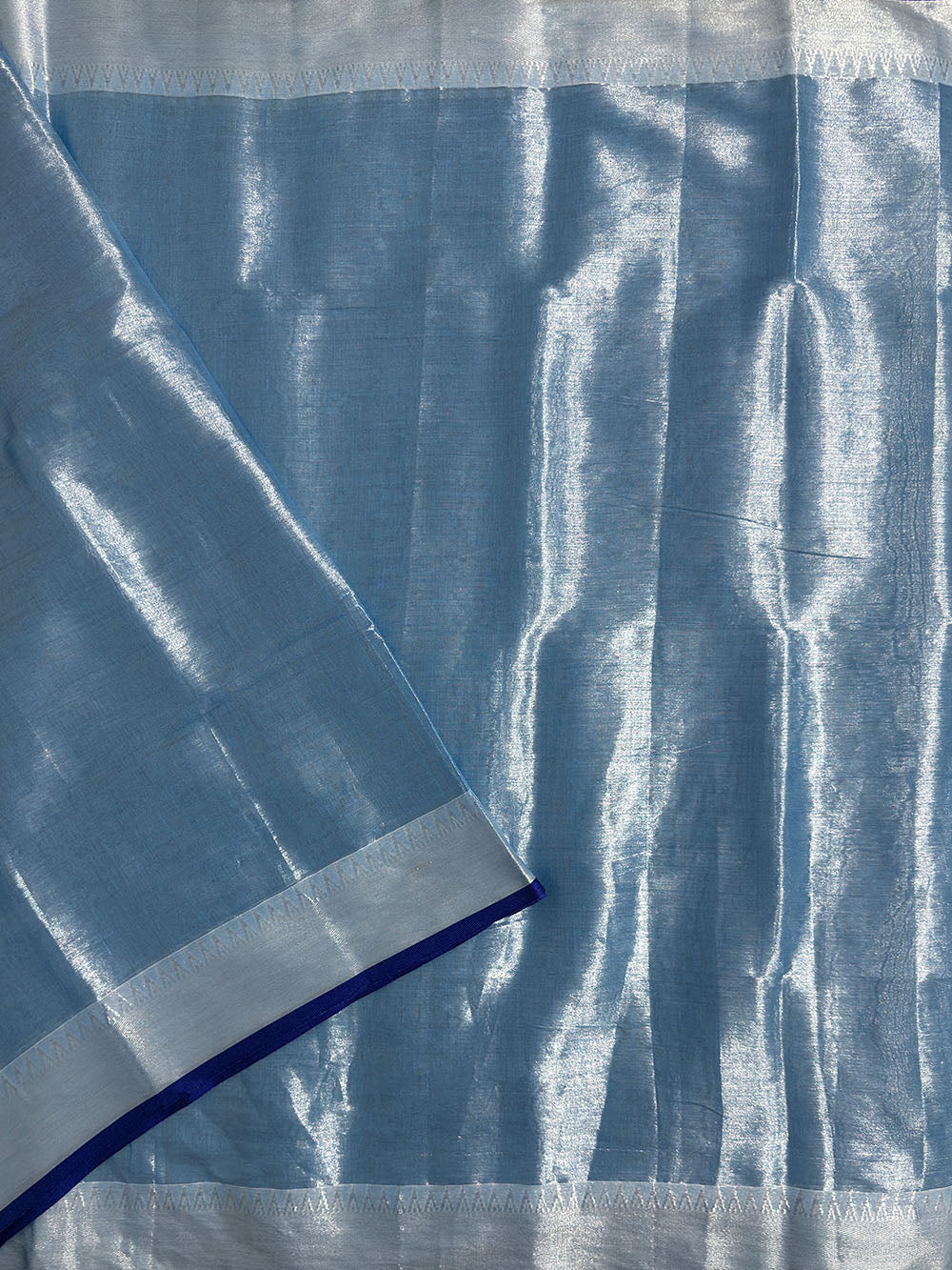 Sky Blue Handloom Cotton Tissue Saree