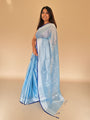 Sky Blue Handloom Cotton Tissue Saree