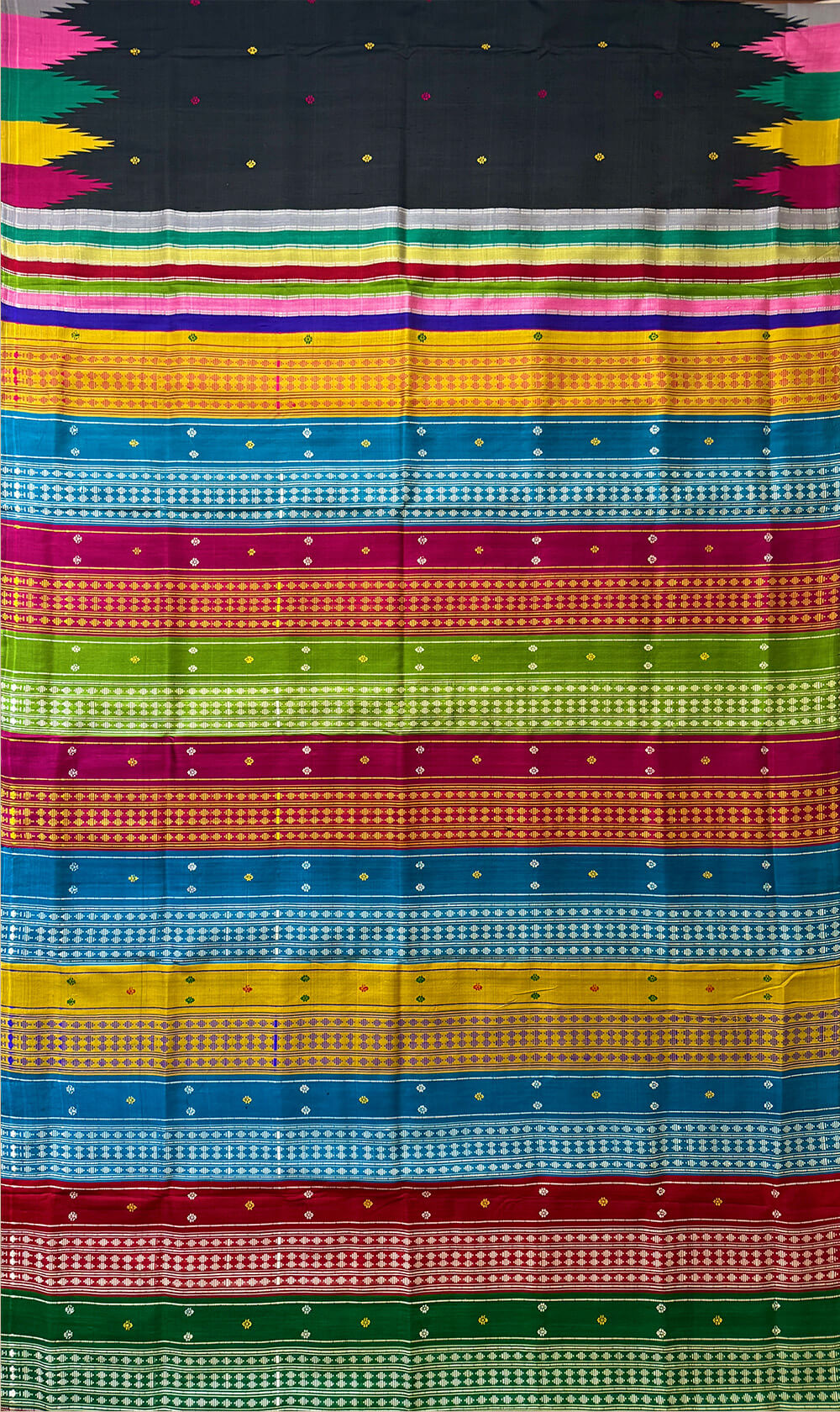 Slate Black Double Pallu Handloom Berhampuri Pure Silk Patta Saree