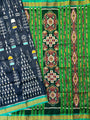Slate Black and Green Pure Silk Handloom Khandua Patta Saree
