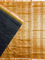Slate Black and Yellow Pure Sambalpuri Silk Handloom Saree