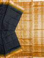 Slate Black and Yellow Pure Sambalpuri Silk Handloom Saree