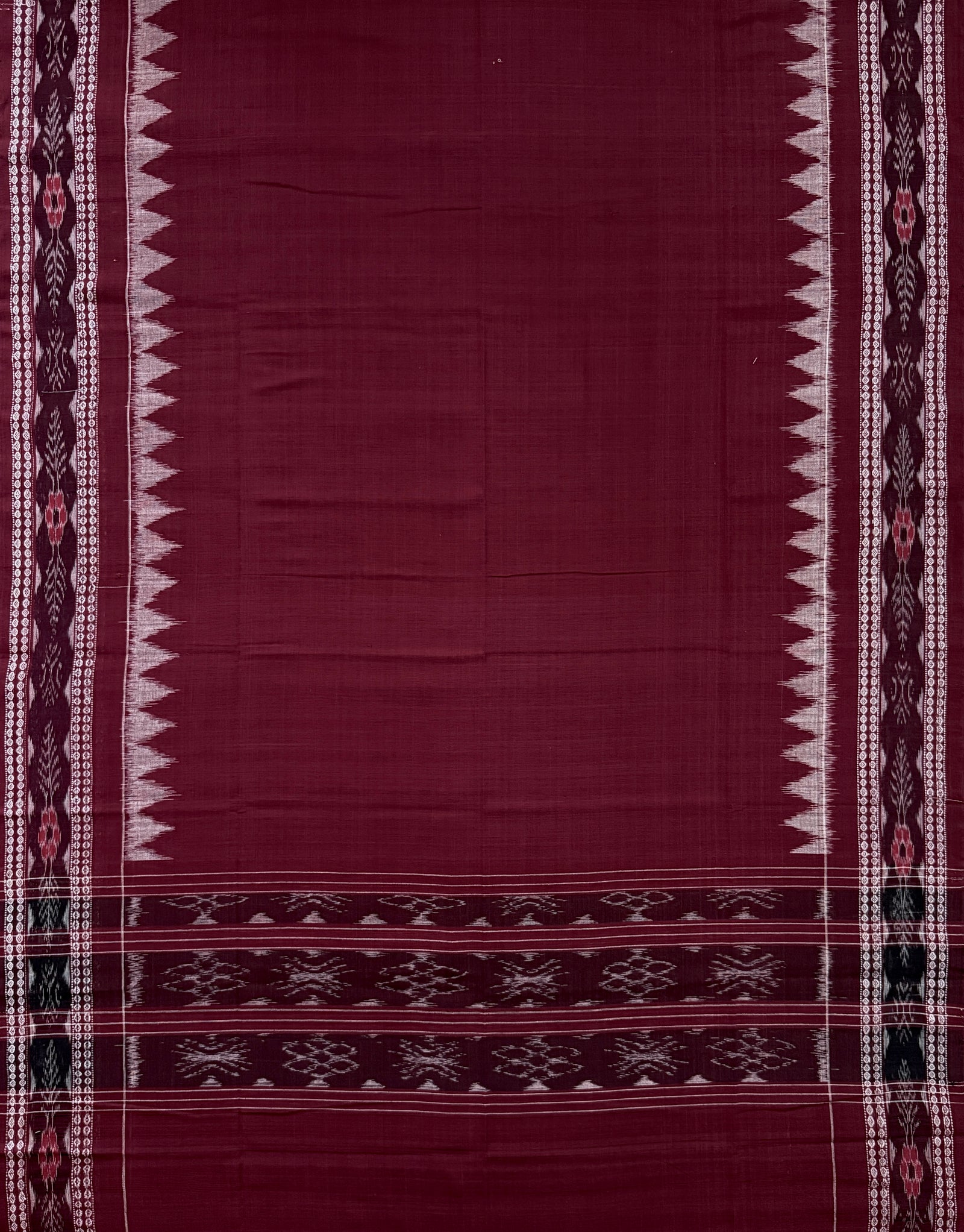 Slate Green and Maroon Sambalpuri Handloom Cotton Dress Material with Tribal Motifs