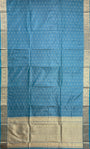 Steel Blue Pure Katan Silk Banarasi Handloom Saree with All Over Kadua Motifs
